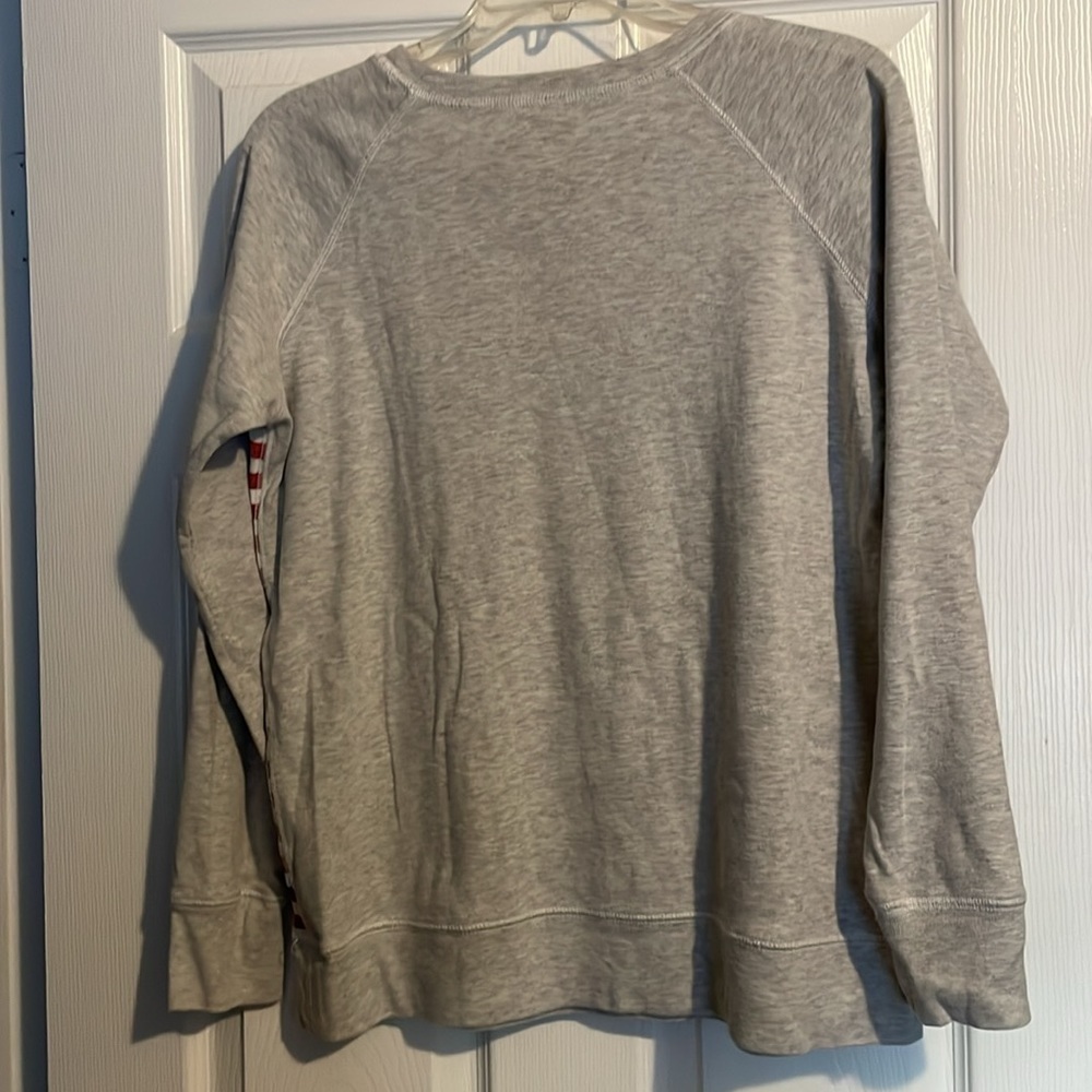 Eddie Bauer Red and Gray Striped Crew Neck Sweater - Picture 5 of 7